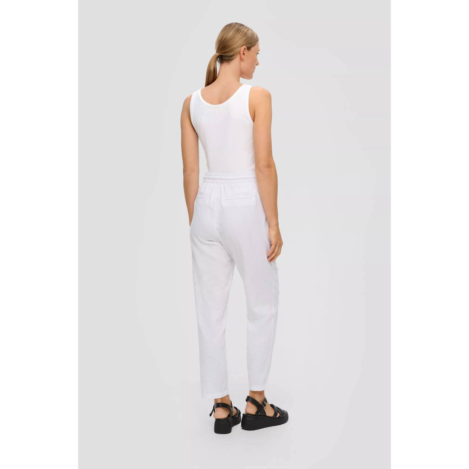 s.Oliver cropped tapered fit broek wit
