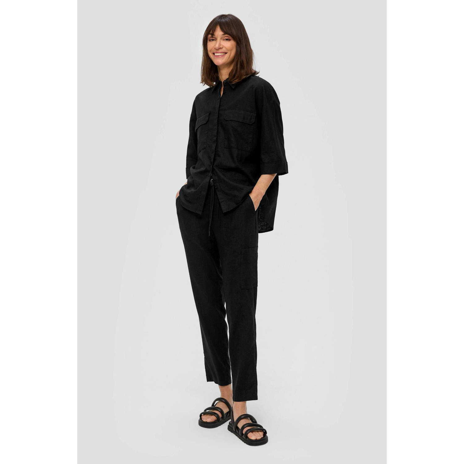 s.Oliver cropped tapered fit broek