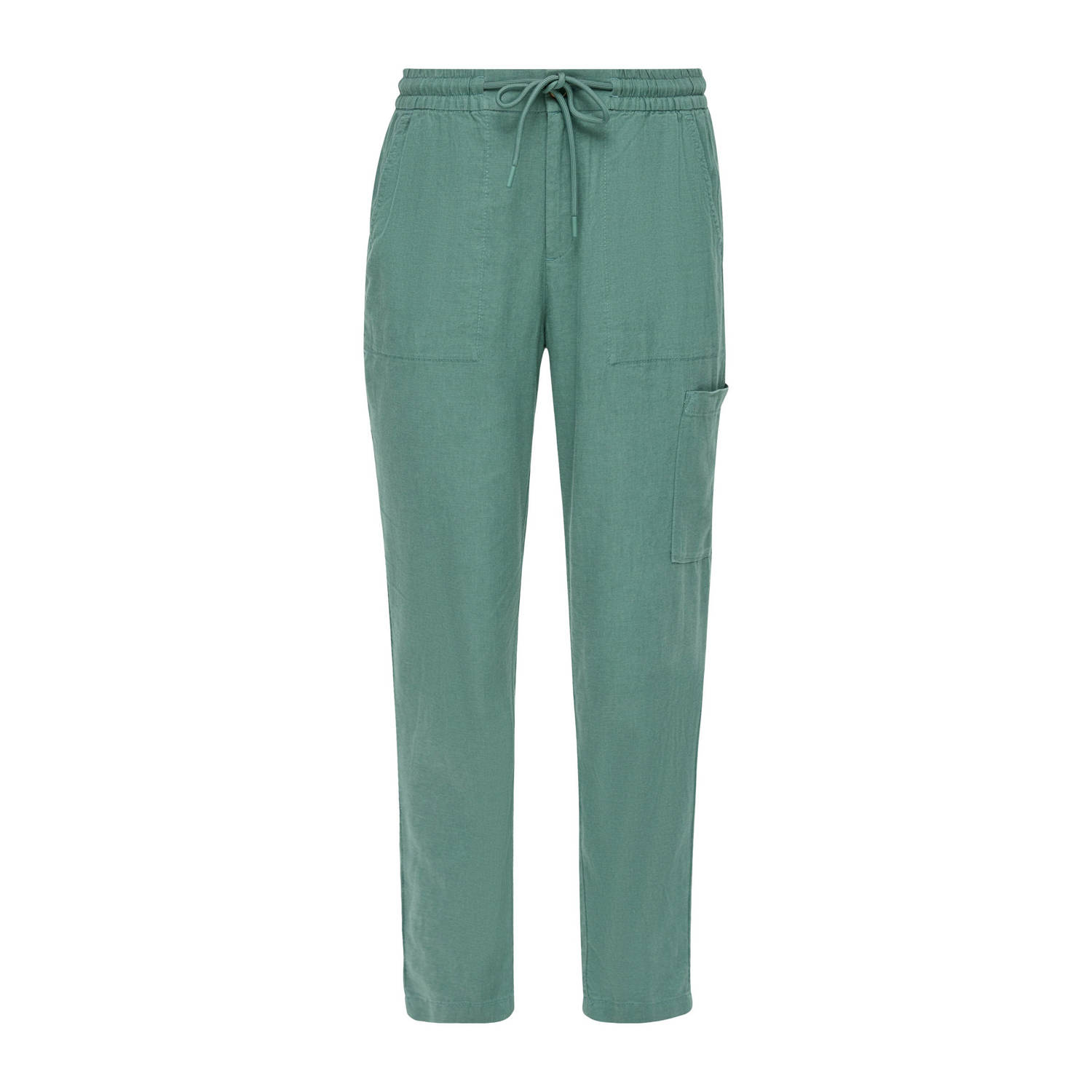 S.Oliver cropped tapered fit broek petrol