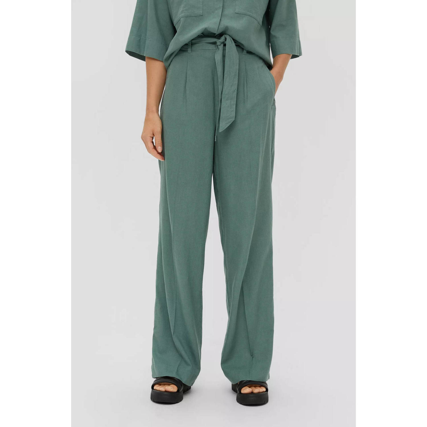 s.Oliver high waist wide leg pantalon petrol