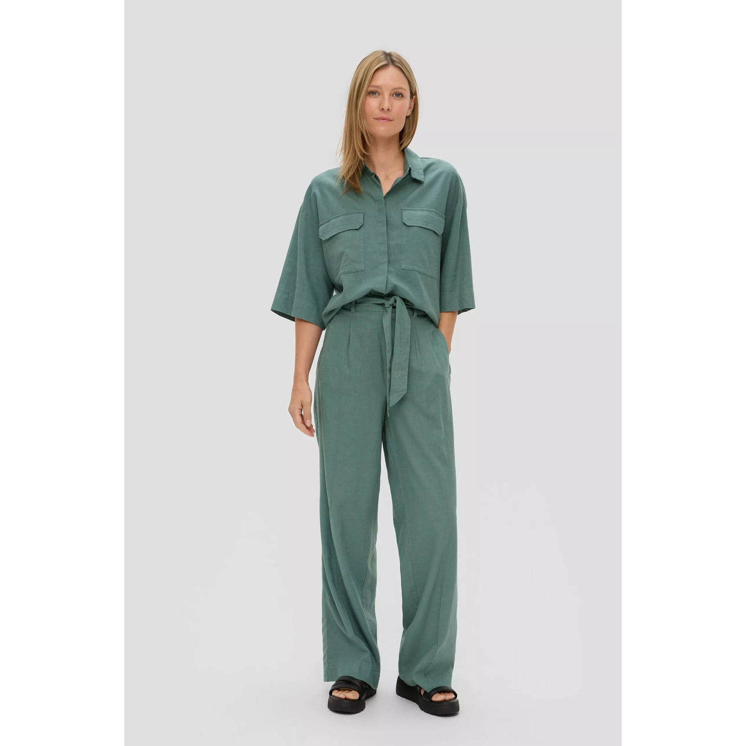 s.Oliver high waist wide leg pantalon petrol