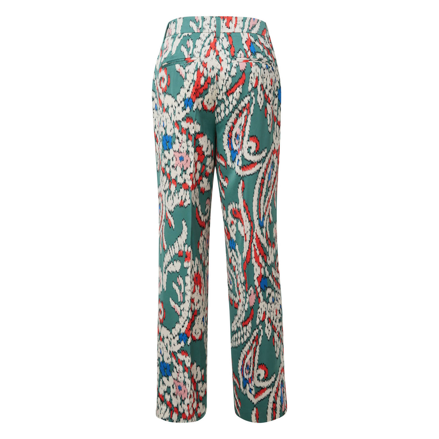 s.Oliver wide leg pantalon met all over print groen koraalrood ecru