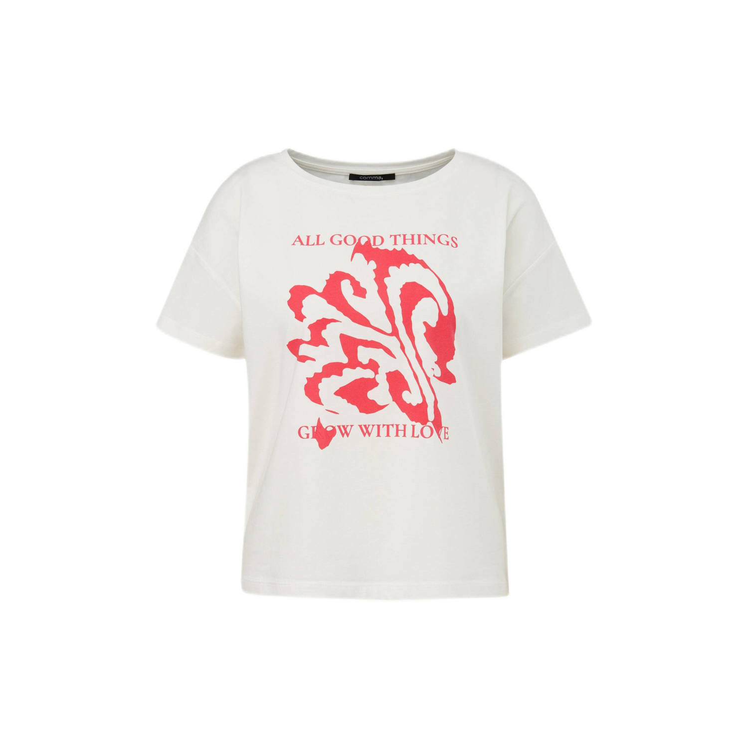 Comma T-shirt met printopdruk wit