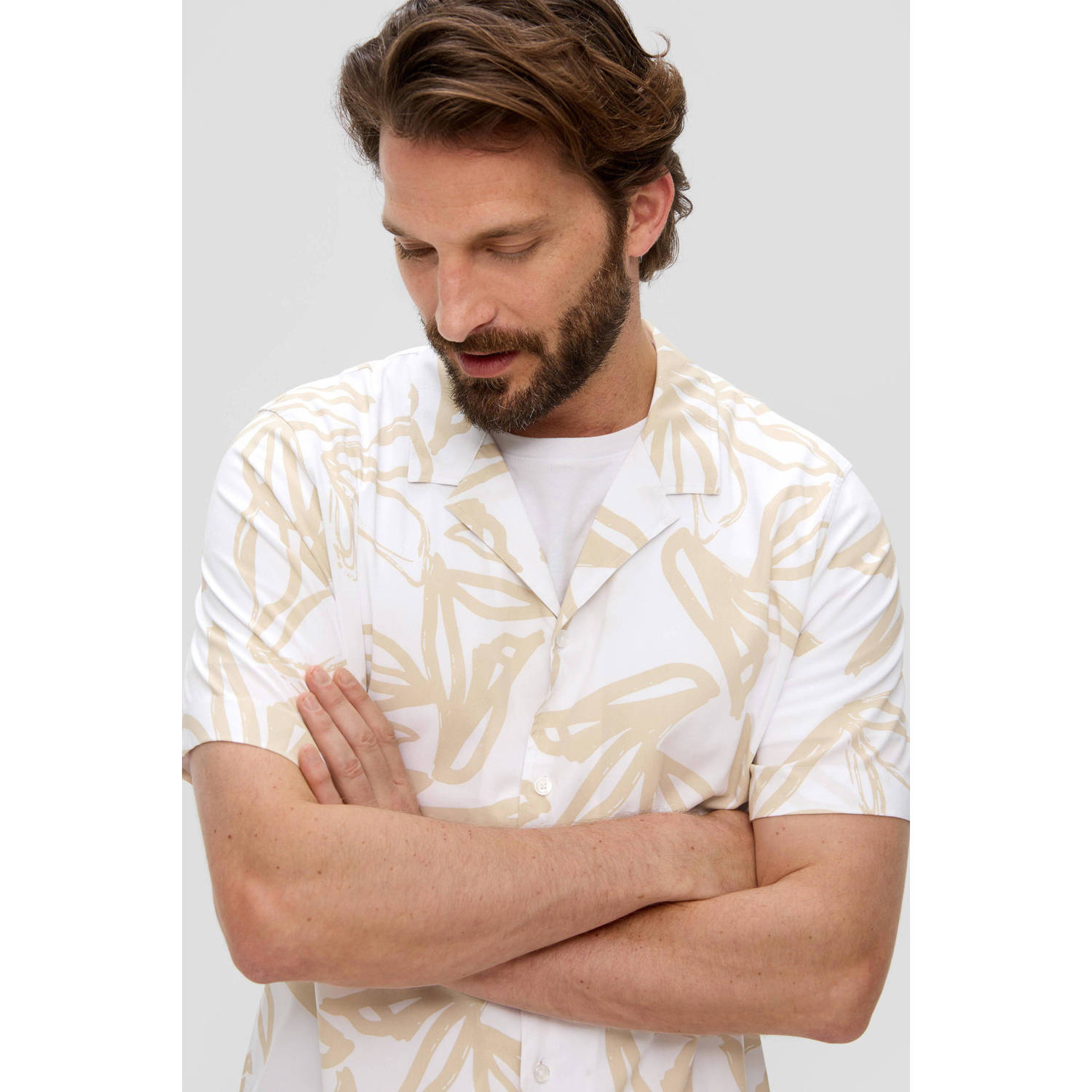 S.Oliver BLACK LABEL overhemd met all over print wit