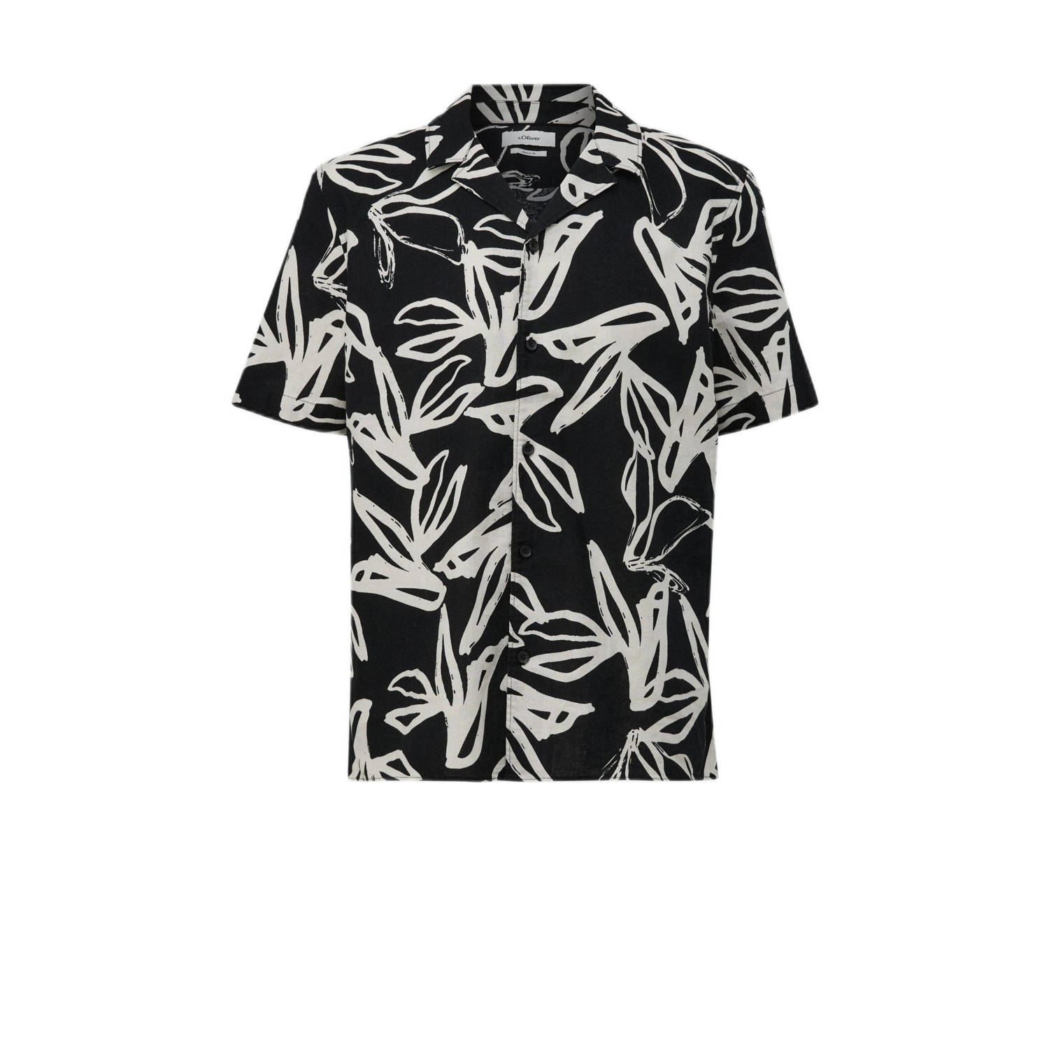 S.Oliver BLACK LABEL loose fit overhemd met all over print zwart