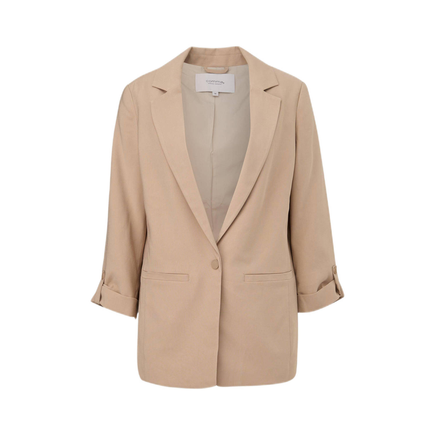 Comma casual identity rechtvallende blazer beige