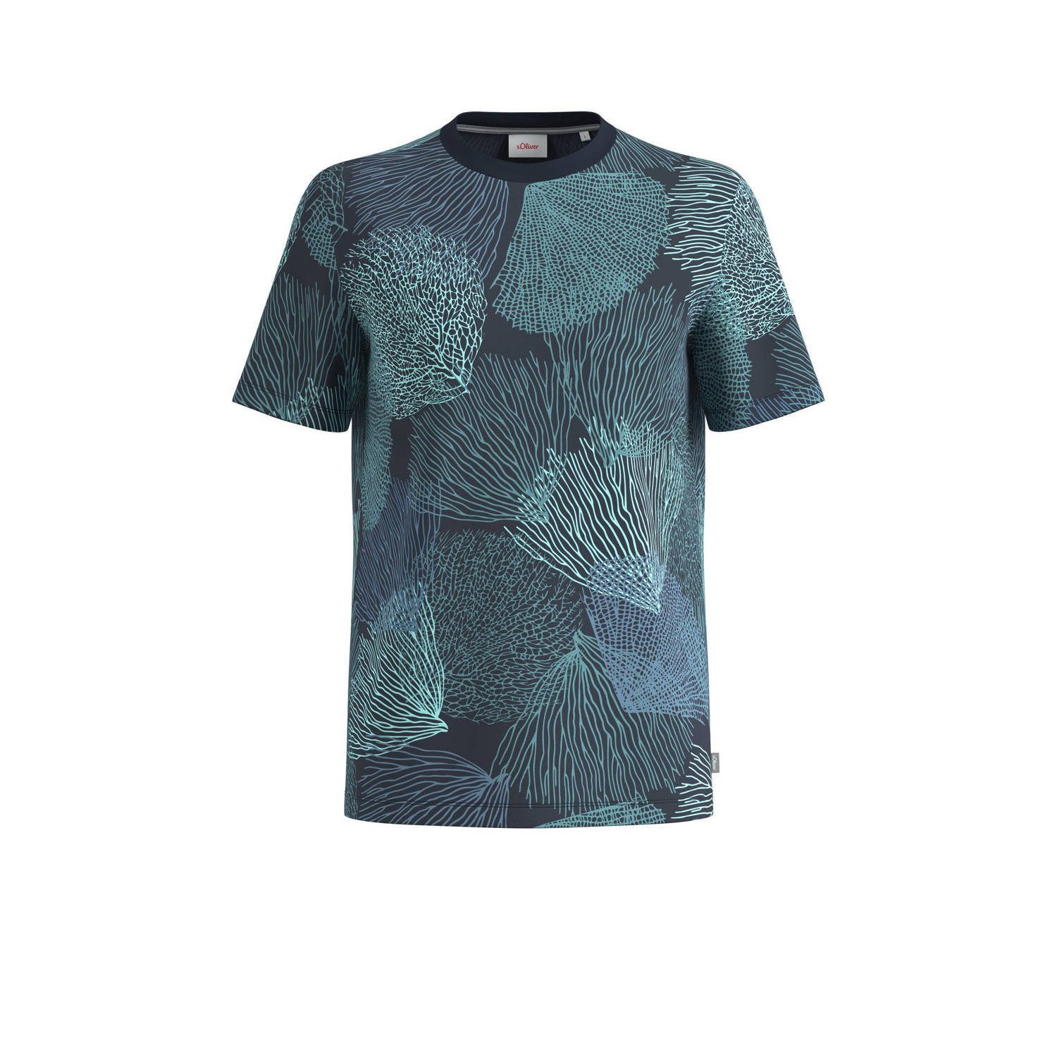 S.Oliver Big Size regular fit T-shirt Plus Size met all over print marine