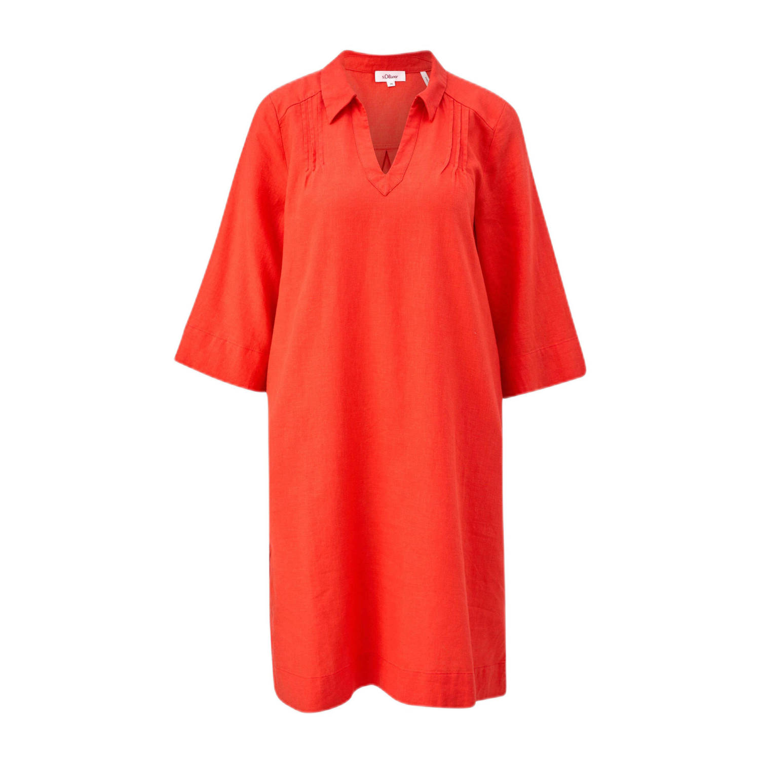 S.Oliver RED LABEL Knielange linnen jurk met tuniekkraag