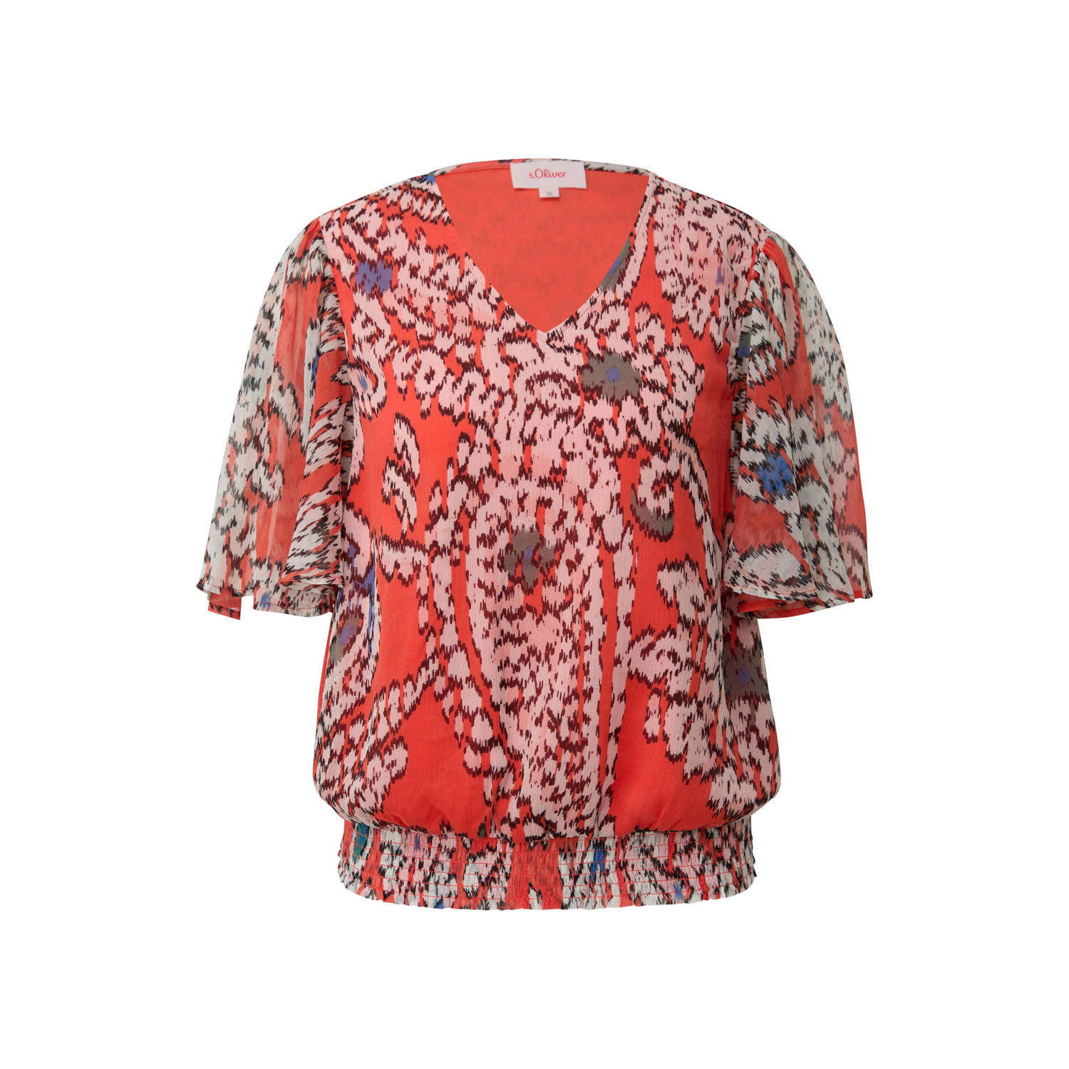 S.Oliver blousetop met all over print koraalrood multi