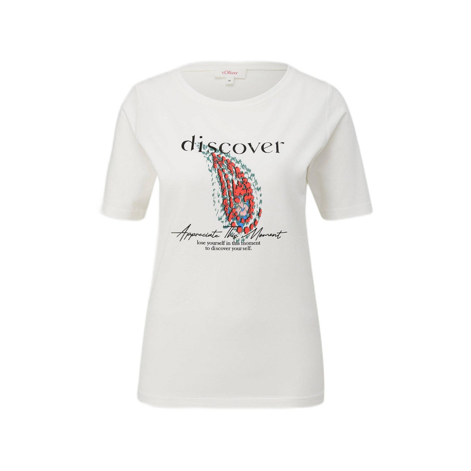 S.Oliver T-shirt met printopdruk ecru multi