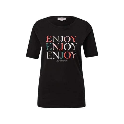 s.Oliver T-shirt met printopdruk zwart/multi