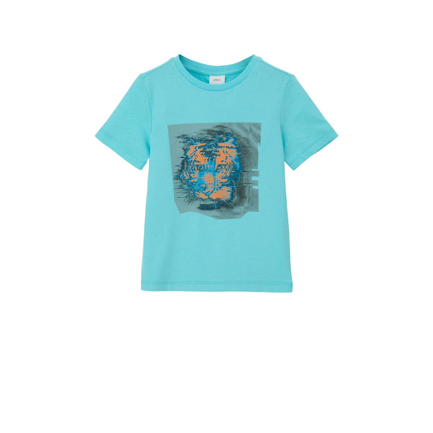 S.Oliver T-shirt met printopdruk blauw Katoen Ronde hals Printopdruk 128 134
