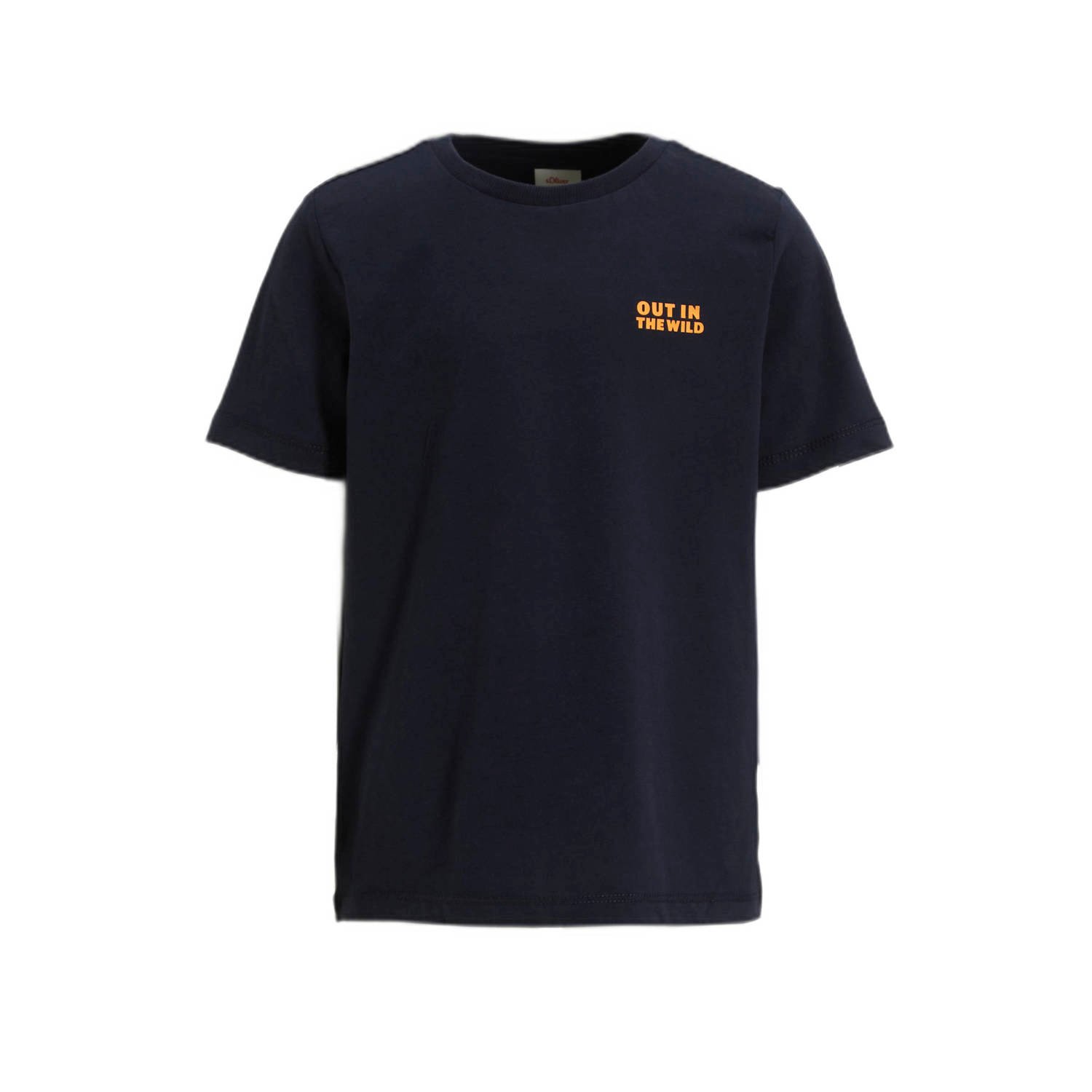 S.Oliver T-shirt met backprint navy Blauw Jongens Katoen Ronde hals Backprint 128 134
