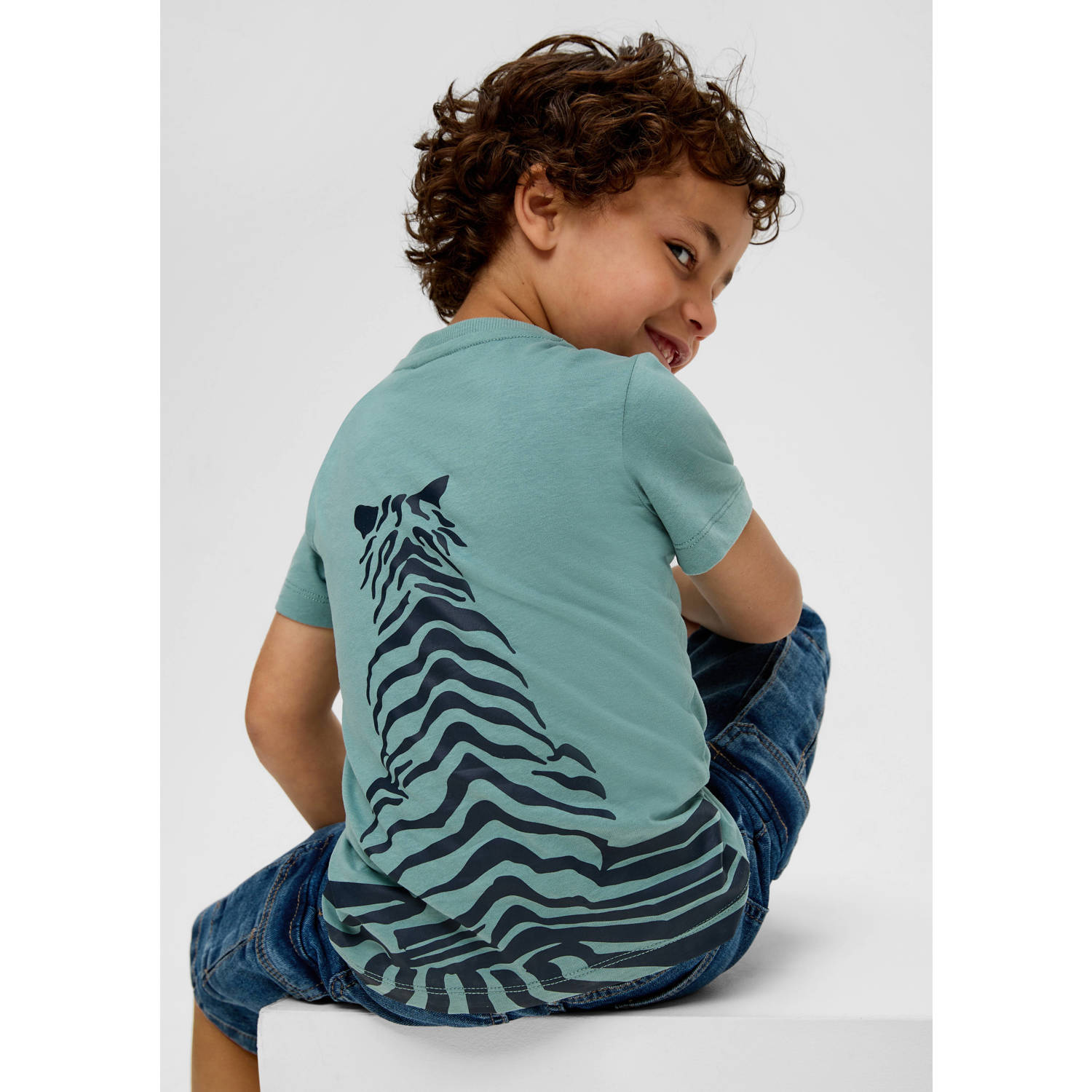 s.Oliver T-shirt met backprint petrol groen donkerblauw