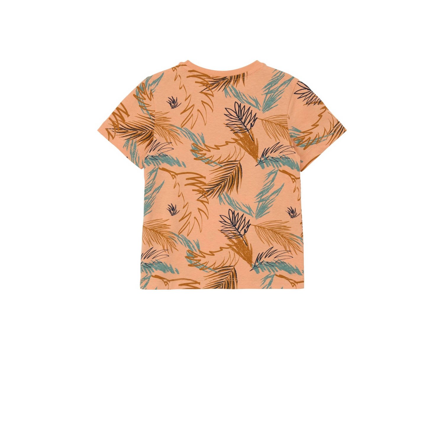 s.Oliver T-shirt met all over print oranje blauw