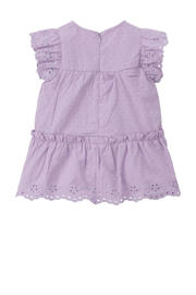 thumbnail: Paarse meisjes s.Oliver baby jurk van katoen met effen, korte mouwen, ronde hals, blinde ritssluiting en broderie
