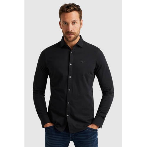 PME Legend regular fit satin jersey overhemd met logo zwart afbeelding