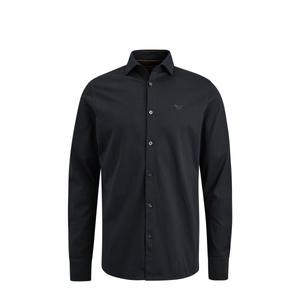 regular fit satin jersey overhemd met logo zwart