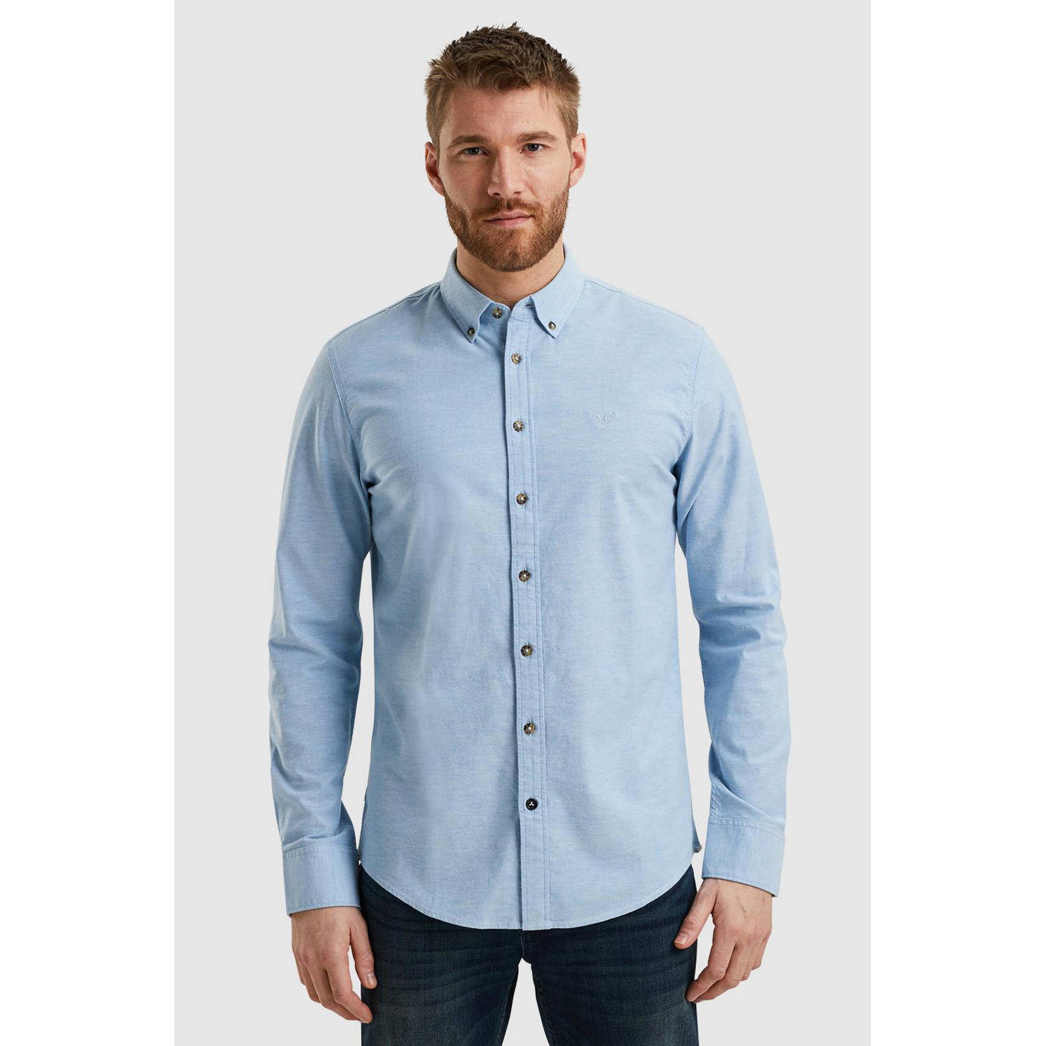 PME Legend regular fit oxford overhemd met logo della robbia blue