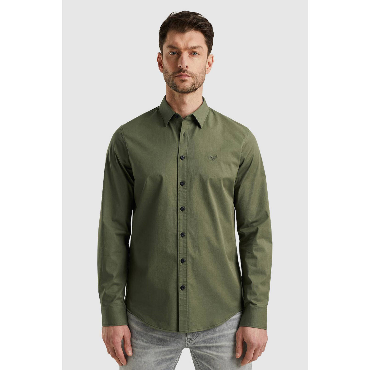 PME Legend regular fit overhemd met logo groen