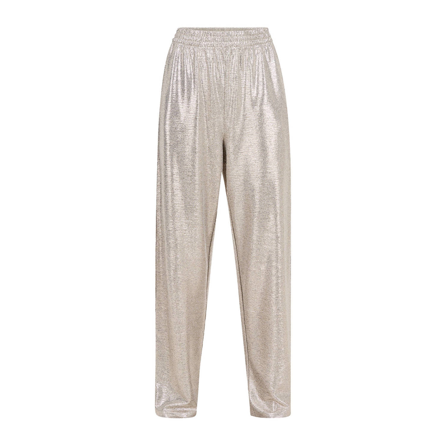 Shoeby metallic high waist straight fit broek zilver