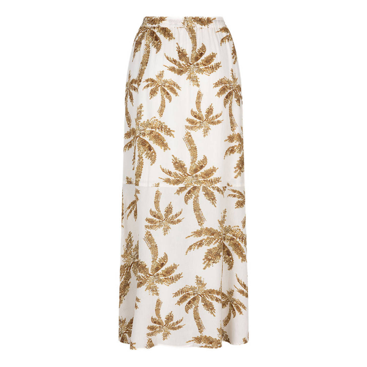 Esqualo midi rok met all over print en pailletten ecru goud
