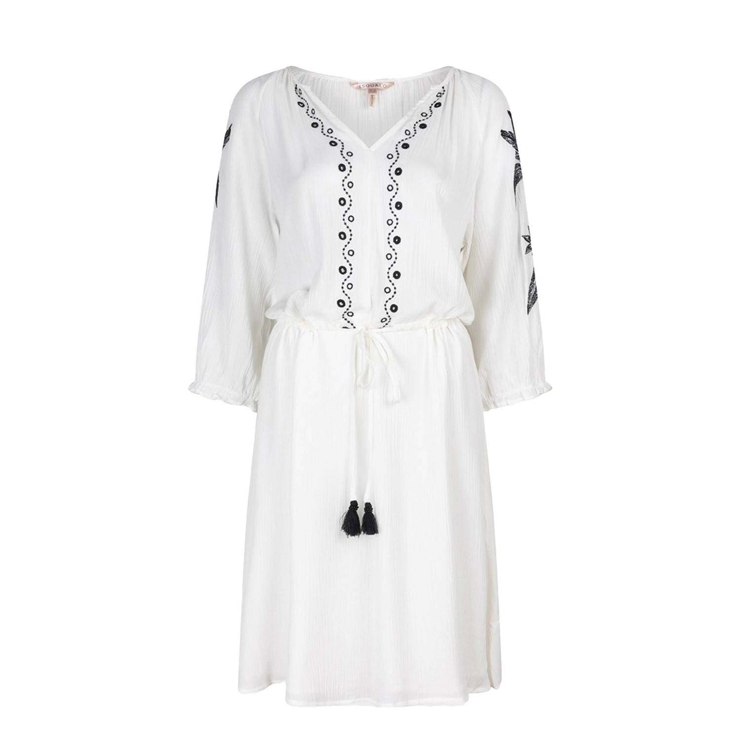 Esqualo Jurk Dress raglan embroidery Hs24.14233 120 off white Heren