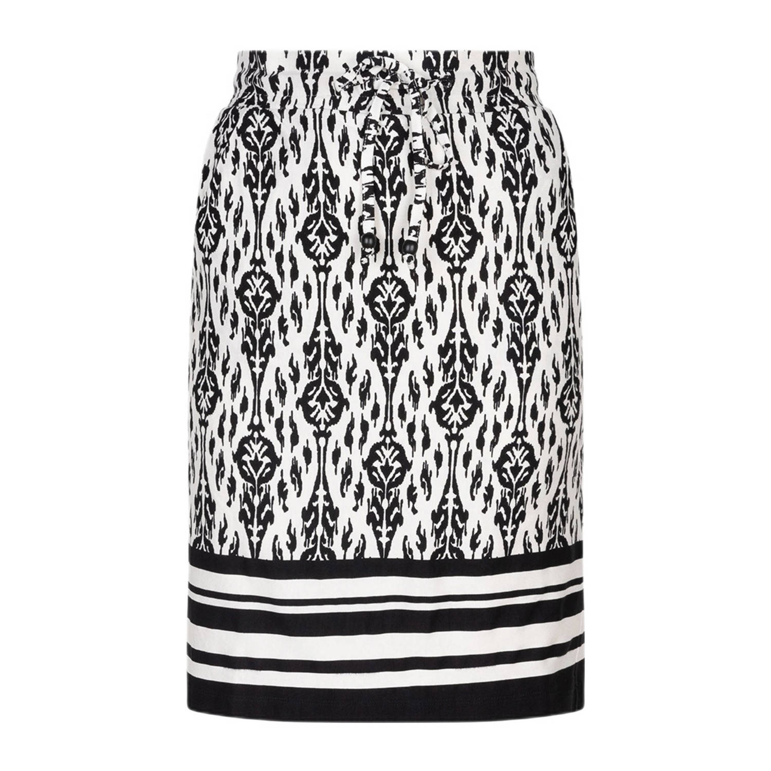 Esqualo midi rok met all over print wit zwart