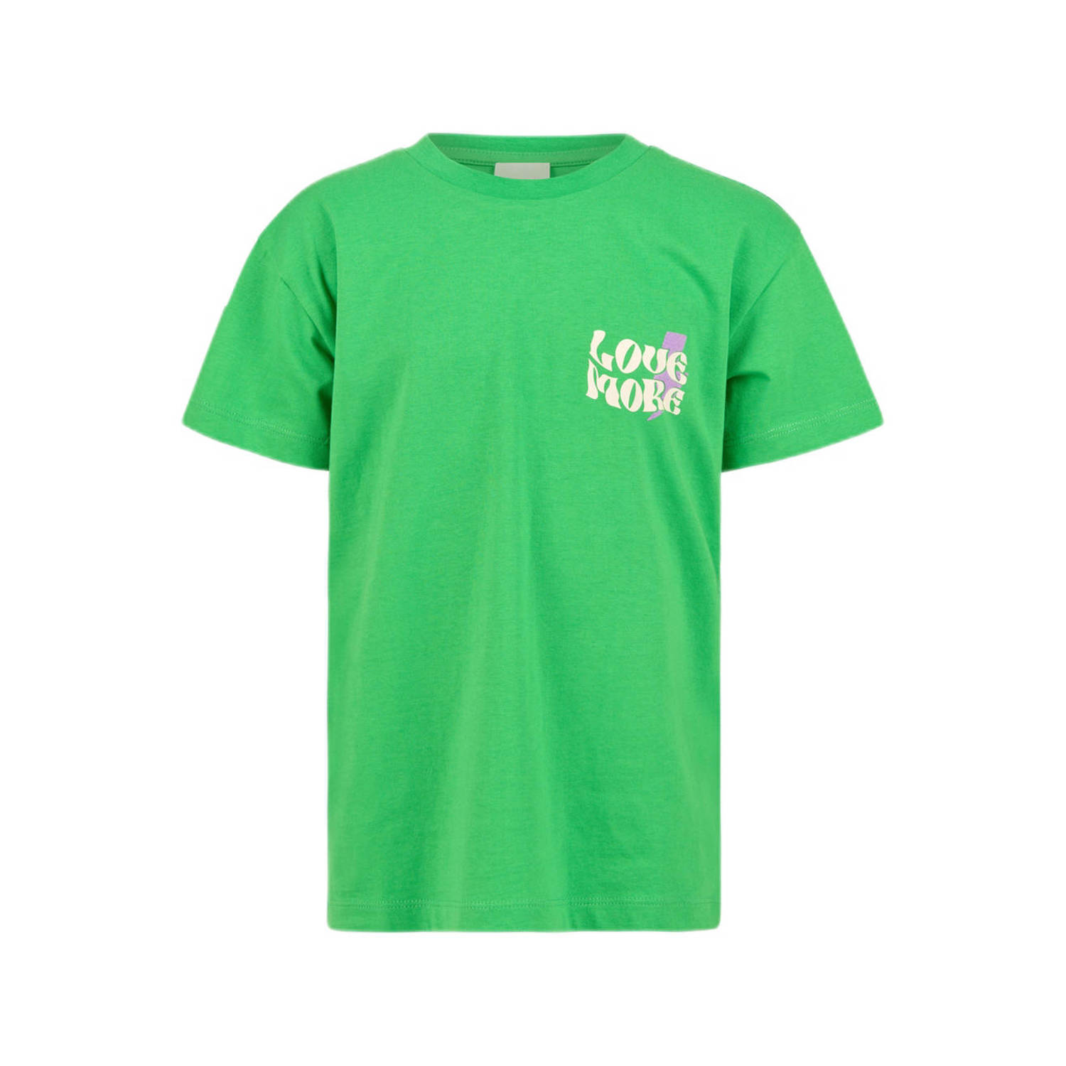 Shoeby T-shirt met backprint groen Meisjes Katoen Ronde hals Backprint 134 140