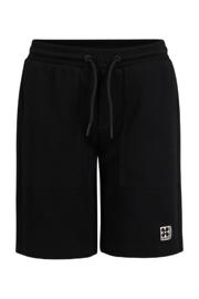 thumbnail: Zwarte jongens Shoeby sweatshort van katoen met regular fit, regular waist, elastische tailleband met koord en logo dessin