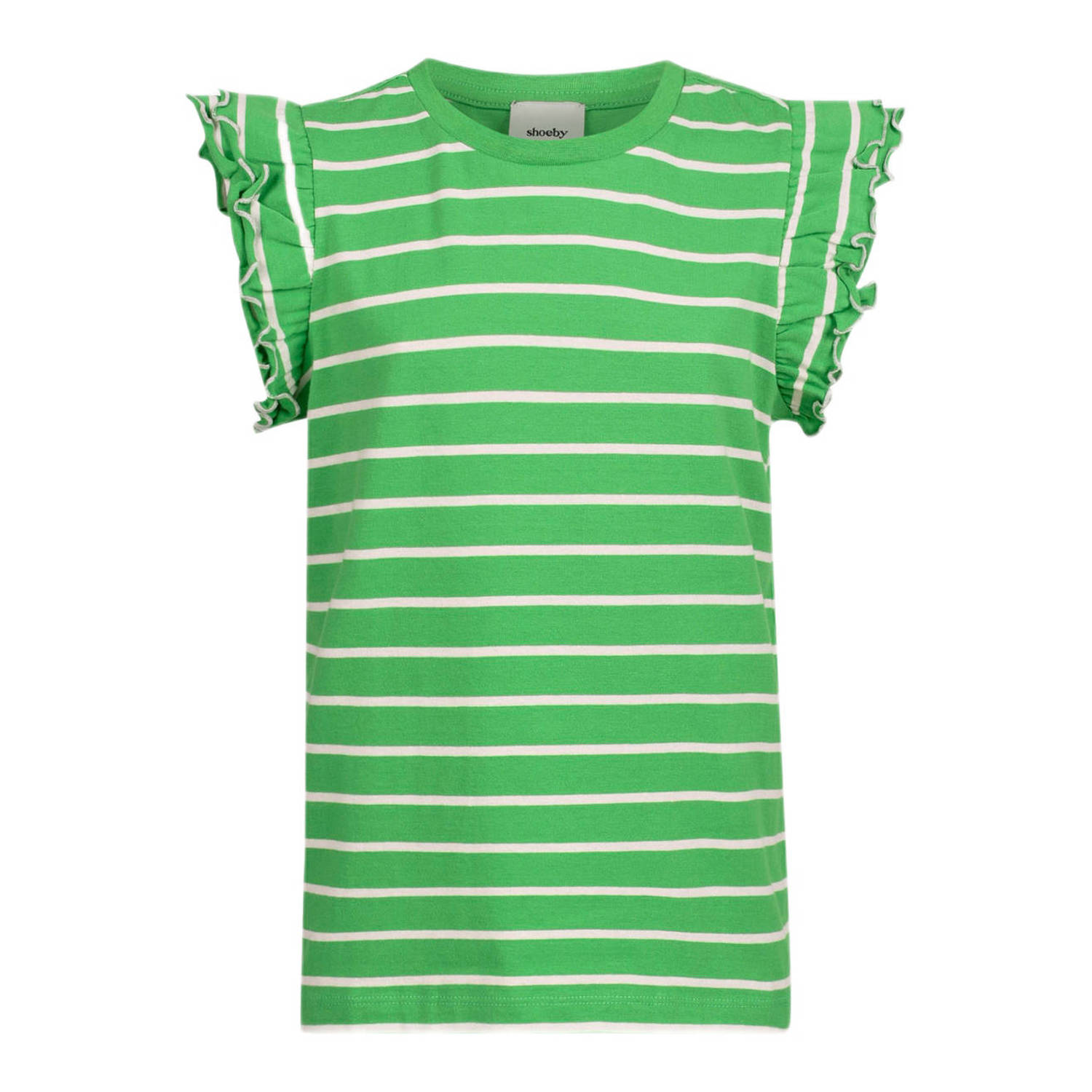 Shoeby gestreept T-shirt groen Meisjes Katoen Ronde hals Streep 110 116