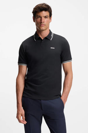 slim fit polo Paul met contrastbies dark blue