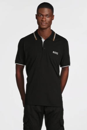 slim fit polo Paddy Pro met contrastbies black