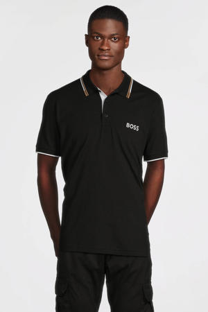 slim fit polo Paddy Pro met contrastbies black