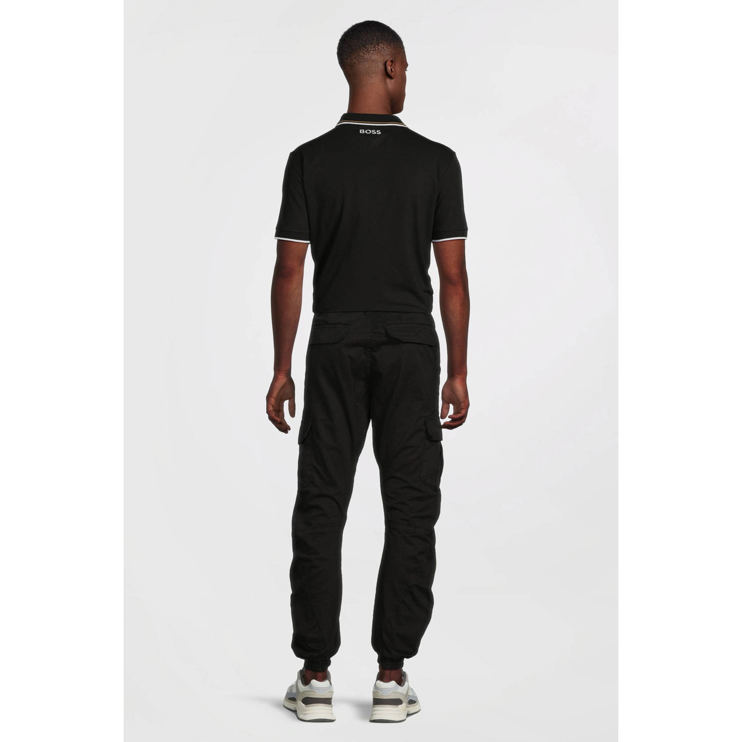 BOSS slim fit polo Paddy Pro met contrastbies black