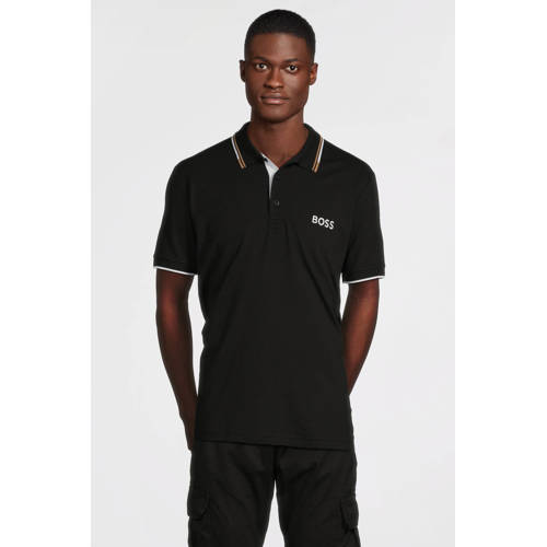 BOSS slim fit polo Paddy Pro met contrastbies black afbeelding