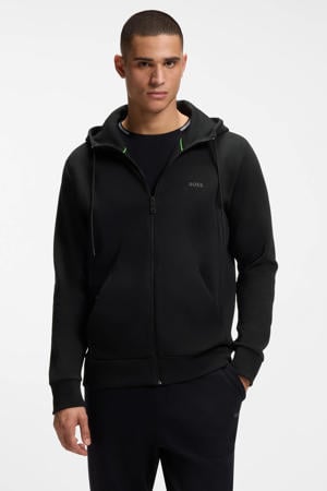 sweatvest Saggy met logo zwart