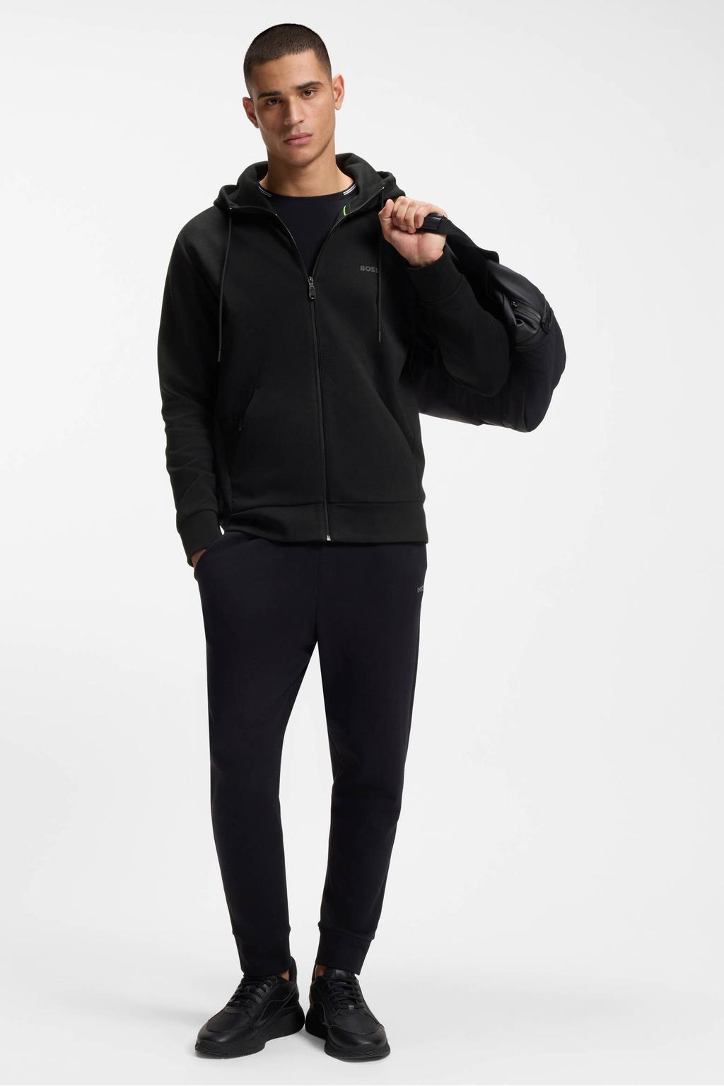 BOSS sweatvest Saggy met logo zwart