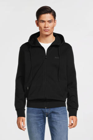 sweatvest Saggy met logo zwart