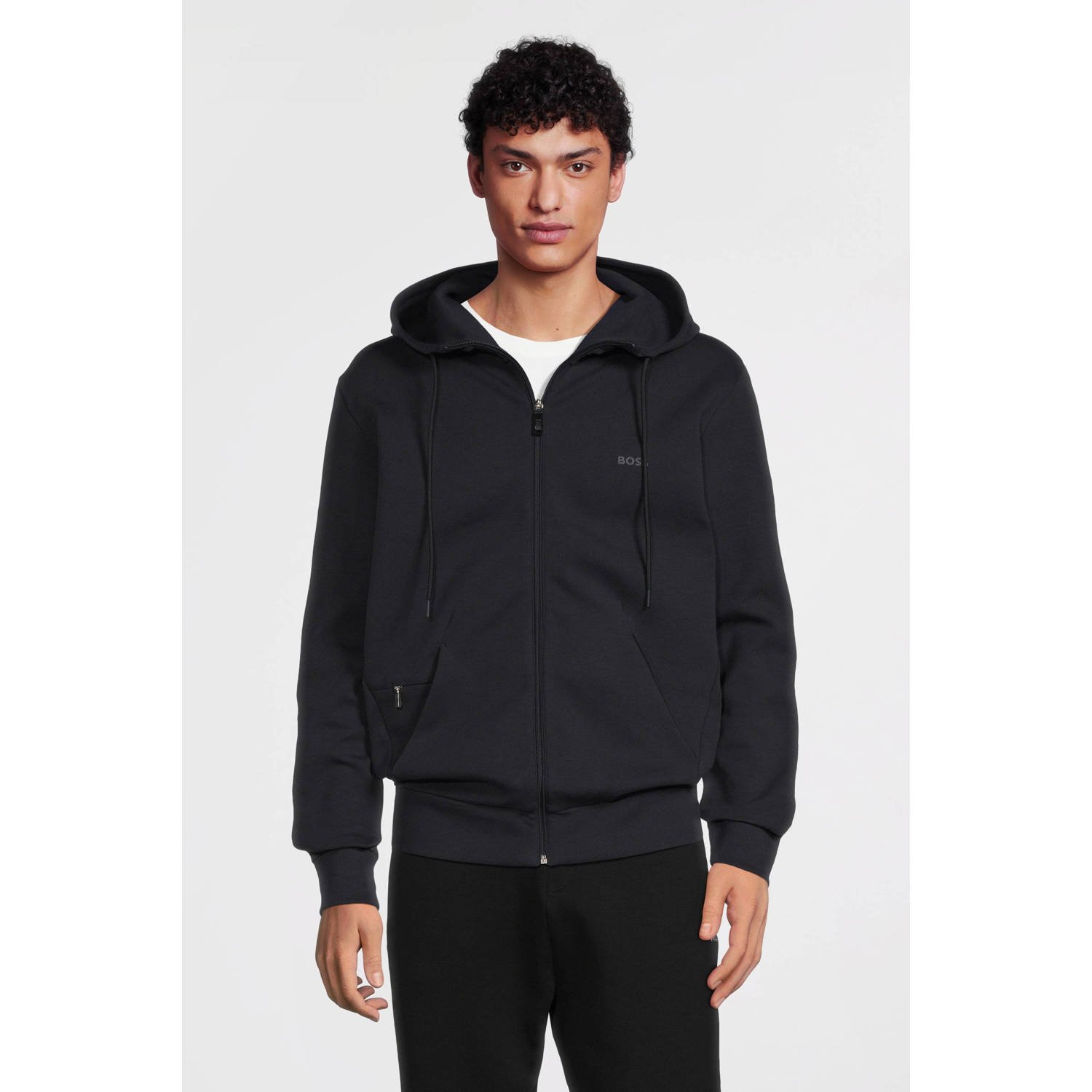 BOSS Green Sweatjack met labeldetail model 'Saggy'