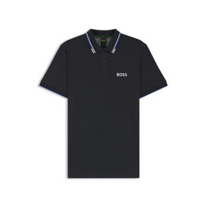 slim fit polo Paddy Pro met contrastbies dark blue