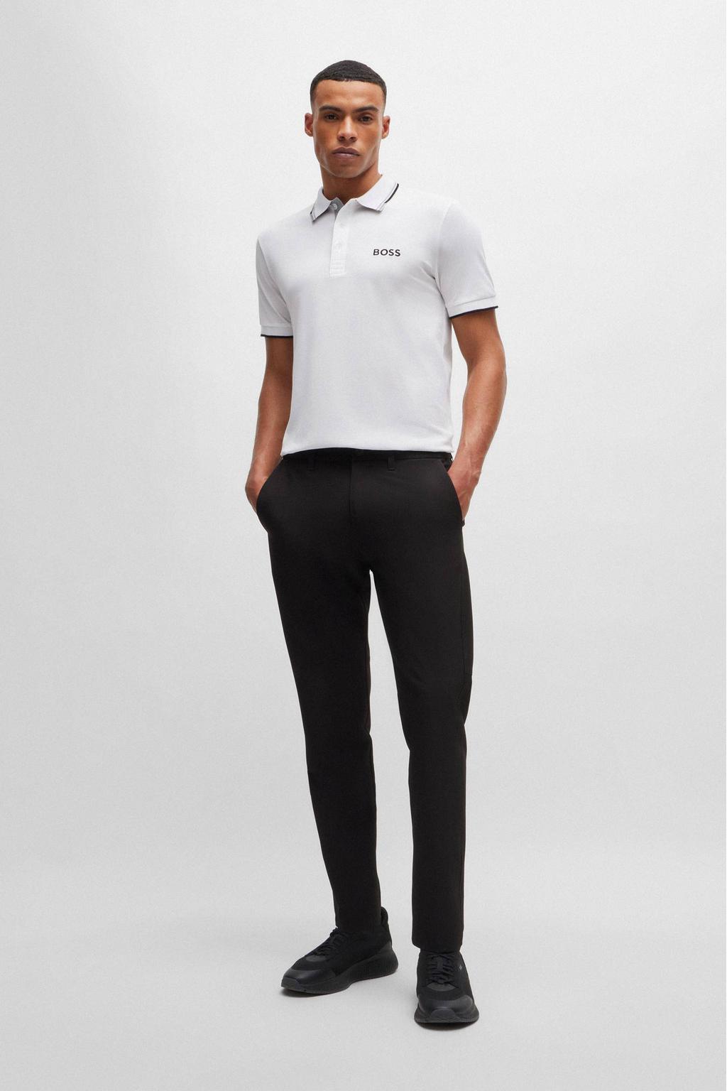 BOSS slim fit polo Paddy Pro met contrastbies white