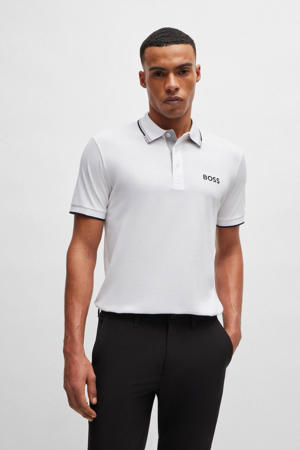 slim fit polo Paddy Pro met contrastbies white