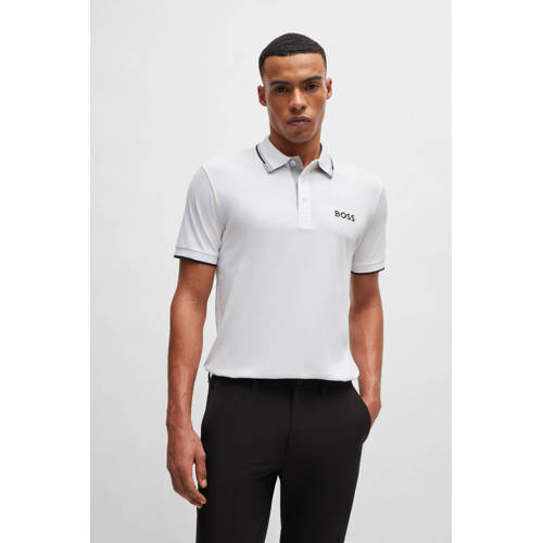 BOSS slim fit polo Paddy Pro met contrastbies white afbeelding