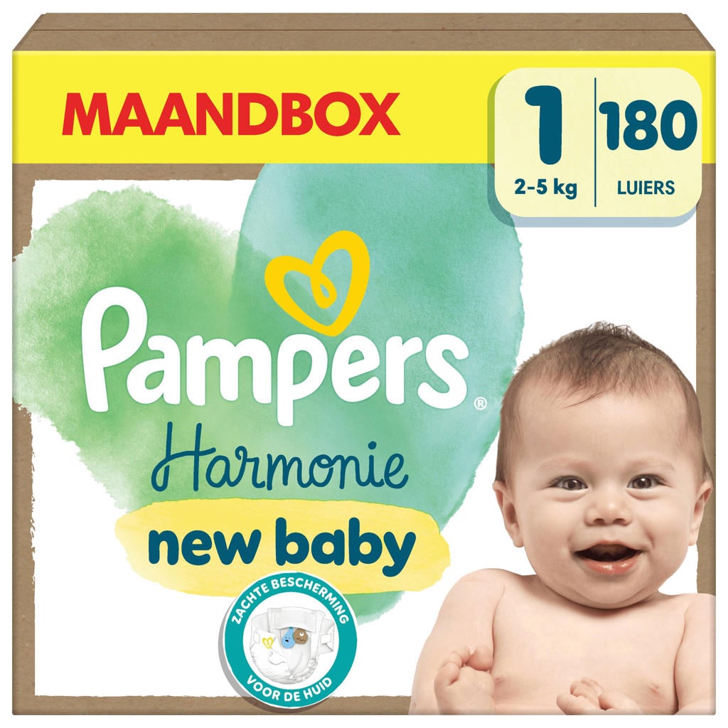 Pampers Harmonie Maat 1 maandbox - 180 luiers, 2kg-5kg