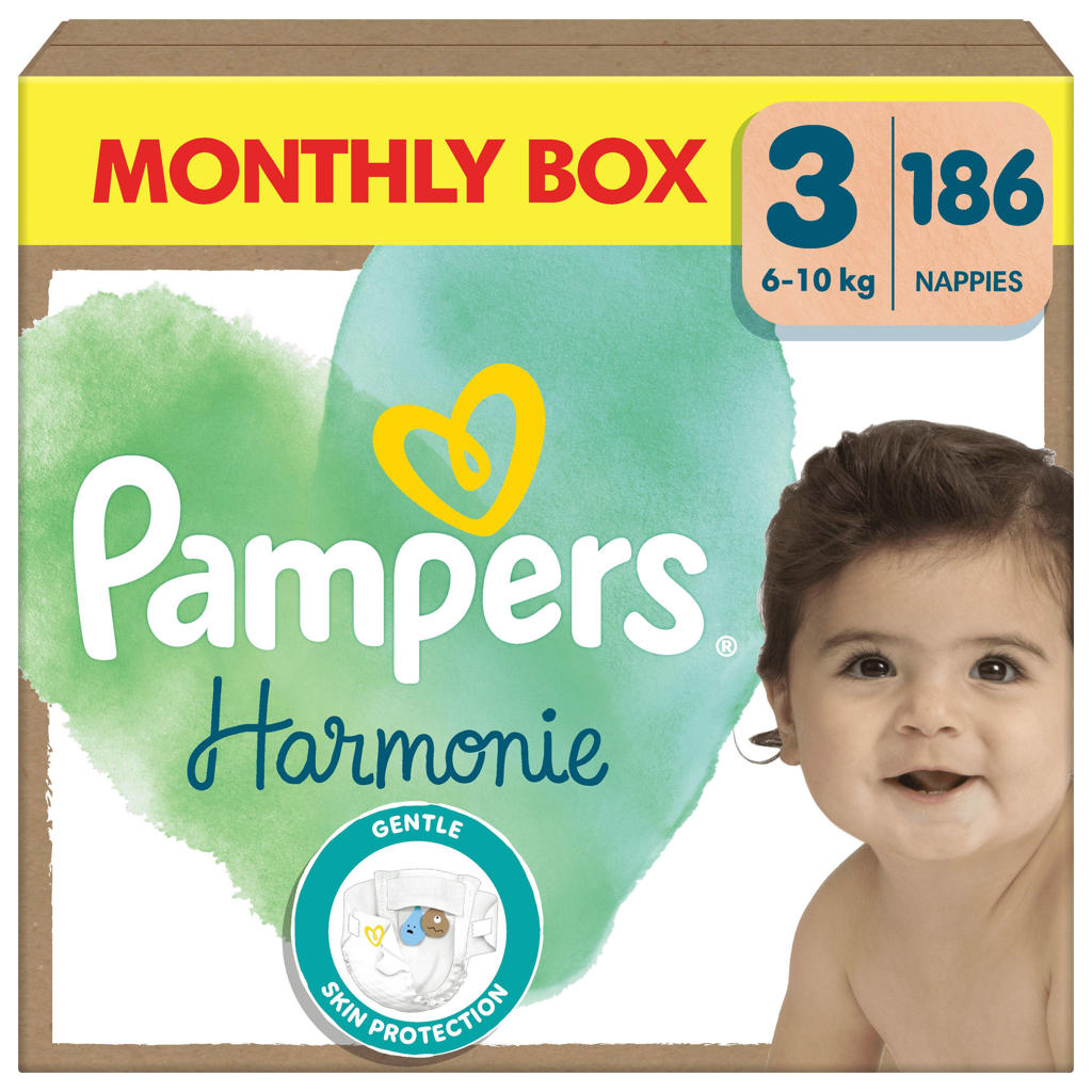 Pampers Harmonie Maat 3 maandbox - 186 luiers, 6kg-10kg