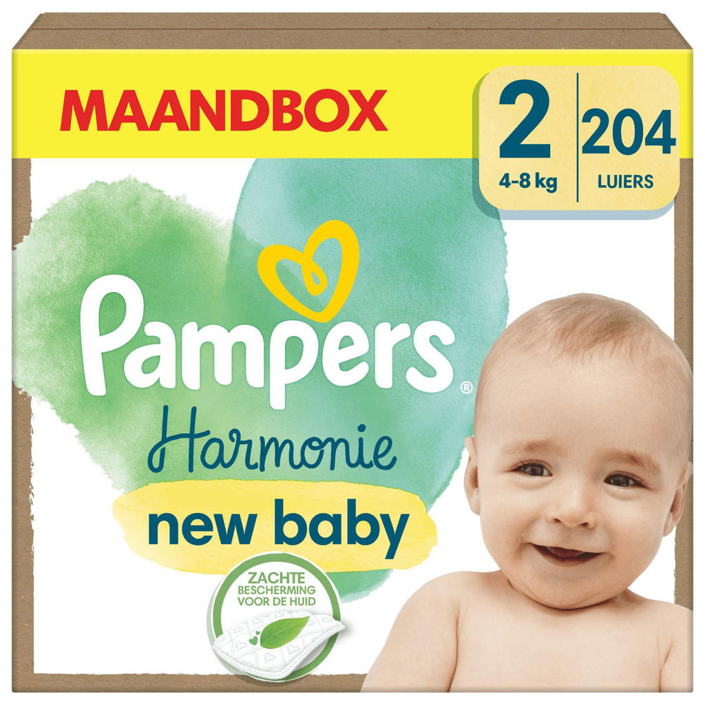 Pampers Harmonie Maat 2 maandbox - 204 luiers, 4kg-8kg