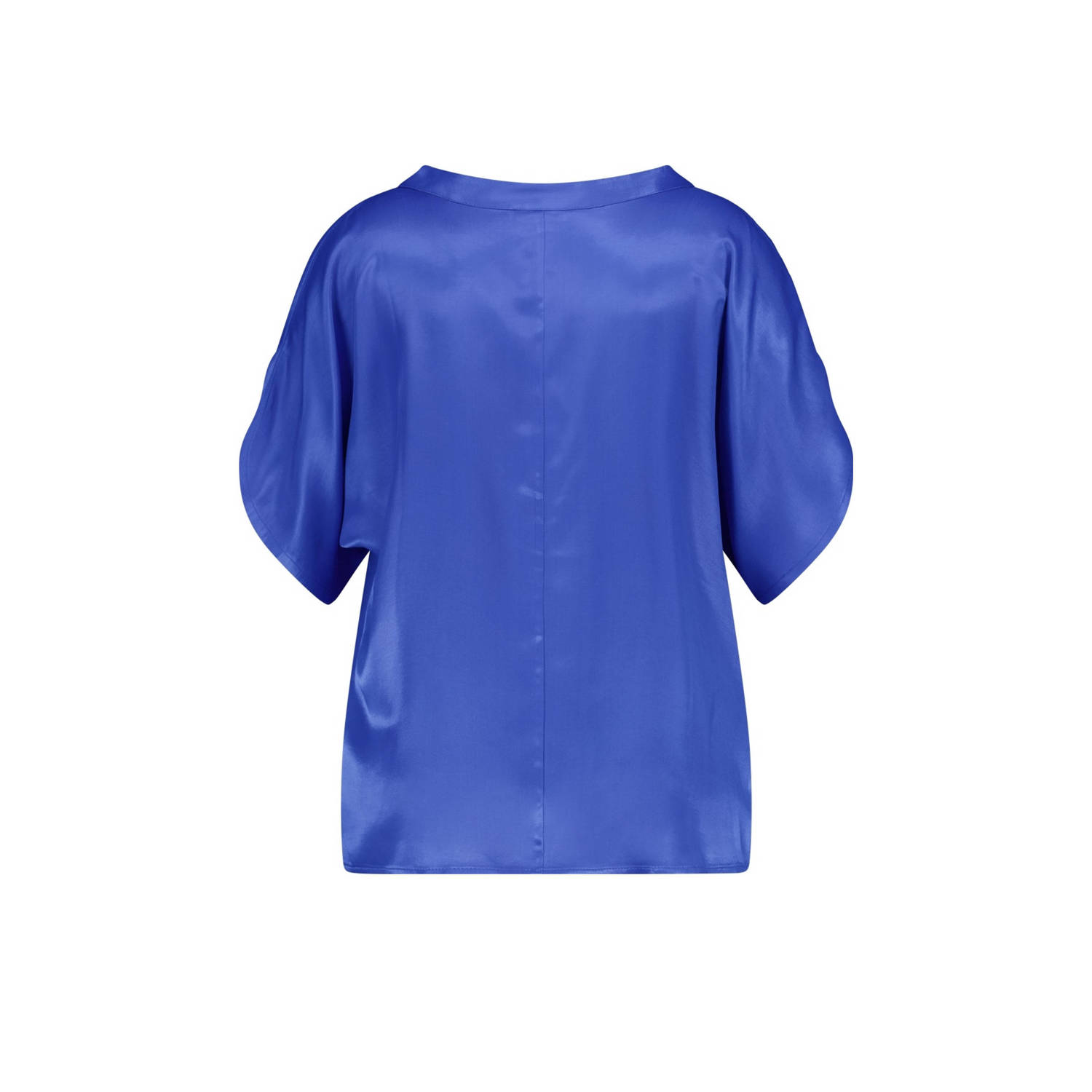 MS Mode satijnen blousetop blauw