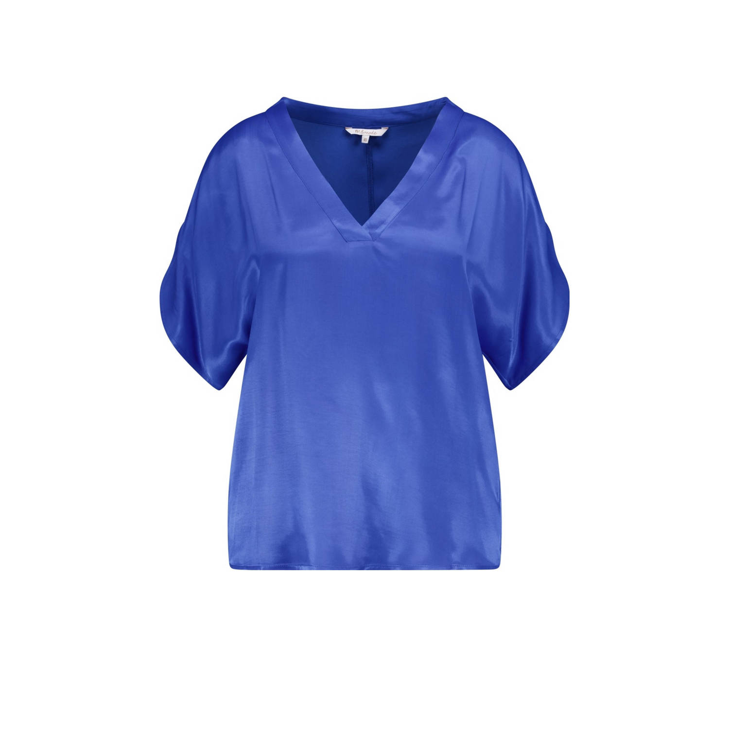 MS Mode satijnen blousetop blauw