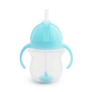 Tip & sip drinkbeker met rietje blauw